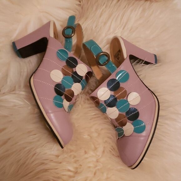 𝅺john Fluevog ATTIC TZIPORAH SLINGBACK WITH APPLIQUÉ size 11 - Picture 2 of 12